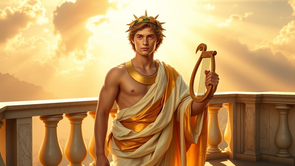Apollo - zeul zilei, al luminii și al artelor, al profeției, protector al poeziei și al muzicii