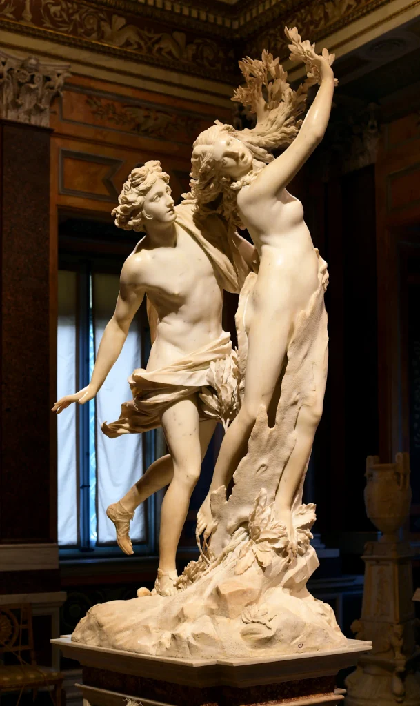 Apollo și Daphne sculptură de Gian Lorenzo Bernini expusă în Galeria Borghese din Roma.