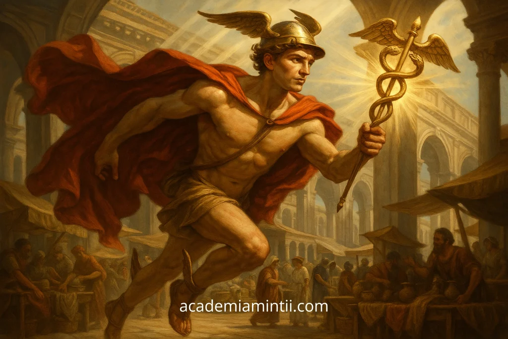 Mercur, zeul comerțului, al călătorilor și mesagerul zeilor din mitologia romană